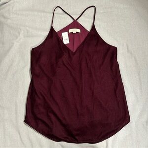 New! LOFT Burgundy Women's cami top, velvet, spaghetti straps, size S, fall